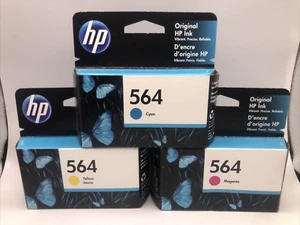 HP 564 Tri-color Ink Cartridge Cyan Magenta Yellow 7/2022 New Sealed-Lot of 3 - Picture 1 of 4