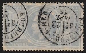 n°33a, Napoleon Laure, 5fr GREY-BLUE, obliterated c. ROCHEFORT-SUR-MER - restored