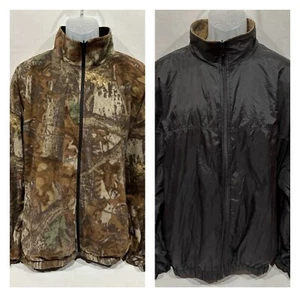 Vintage Men’s Duxbak Jacket Reversible Camo/Black Fleece Nylon Size XL Hunting - Picture 1 of 15