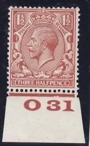 GB 1924 SG320 11/2d ROTBRAUN BLOCK CYPHER CONTROL O31 MM - Bild 1 von 1