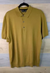 Marks And Spencer Autograph Polo Shirt Silk Blend Mens Size L Mustard Soft M&S - Picture 1 of 13