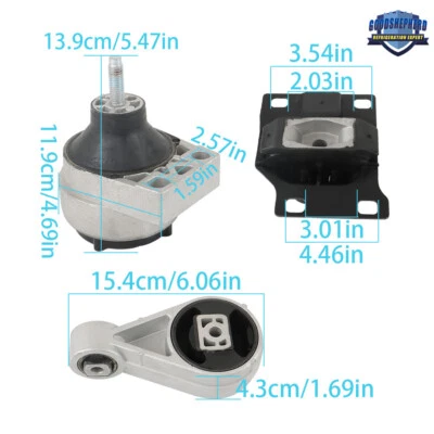 For 2000-2003 Ford Focus L4 2.0L 3× Engine Motor Mount Set A2939 A2986 A3003 - Image 1 of 4