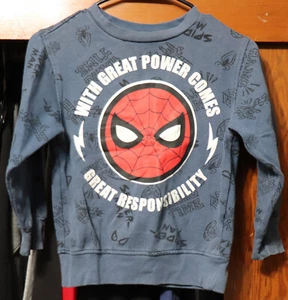 Spider-Man Sweatshirt Blue Pullover "With Great Power" Boys Youth Small YS - Picture 1 of 3