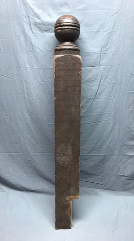 Antique Decorative Dark Varnish Newel Post 6x46 Old Vintage Staircase 1476-22B Cover