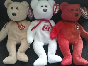COLLECTION OF 3 TY BEANIE BABIES -CANADIAN EXCLUSIVES - TRUE, MAPLE & PIERRE (9) - Picture 1 of 4