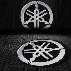 1PC Metal 2.125" Brushed Aluminum Emblem Yamaha Sticker Logo Fairing Badge Decal - Picture 1 of 2