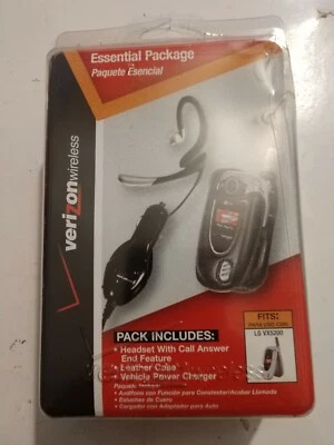 LG VX5200 Headset Car Charger Leather Cell Phone Case Essential Package Verizon - Image 1 of 3