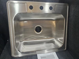 Houzer 25" Stainless Steel Drop-in Topmount Single Bowl 9" Deep BENT CORNER - Picture 1 of 12