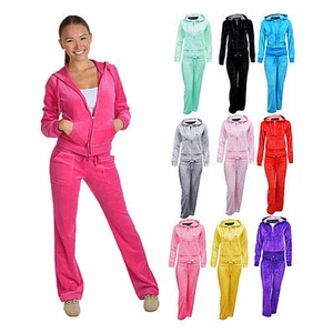 NEW LADIES VELOUR TRACKSUITS VARIETY OF COLOURS - Picture 1 of 15