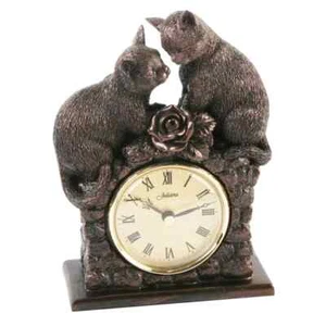 Juliana Kaltguss Bronze Figurenuhr Bronzeoptik 2 Katzen wunderschön verarbeitet. - Bild 1 von 6