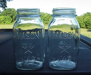 Vintage Mason Jars (2) STAR Quart Regular Mouth 1970's Owens-Illinois Glass Co. - Picture 1 of 7
