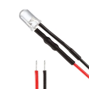 10pcs 5mm Pre-Wired Diffused LED Diodes Light 20mA DC 3-6V White - Picture 1 of 6
