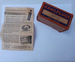 Caja de cartón publicitaria Rawlplugs Inglaterra años 50 con enchufes NOS 18 x 1,1/2 - Imagen 1 de 5