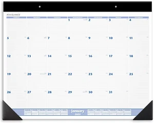 AT-A-GLANCE 2025 Desk Calendar, Monthly, Desk Pad, 24" X 19", Jumbo, Blue/Gray ( - Picture 1 of 12