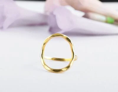 Circle Gold Plated Ring, Karma Ring, Minimalist Ring 925 Sterling Silver Ring - Image 1 of 4