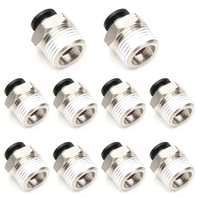 10x Male Straight OD 3/8" Tube x 1/2" NPT Thread Push In To Connect Air Fitting - Image 1 of 4