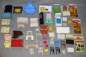 Vintage Dollhouse Furniture Lot of 52 Renwal Fisher Price Superior etc 1950-70s - Picture 1 of 24