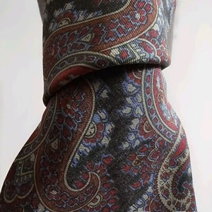 Ralph Lauren Purple Label Necktie Black Maroon Green Blue Paisley Handmade Italy - Picture 1 of 7