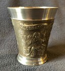 1 Zinn Weinbecher rein Zinn B.M.F. ca. 8 cm groß mit Trinkspruch (RK)