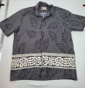 Hilo Hattie Hawaiian Shirt Mens XL Brown Floral Aztec Vacation Lightweight - Picture 1 of 6