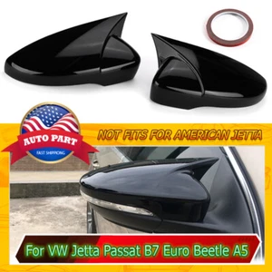 2x For VW Passat B7 CC Scirocco Jetta MK6 Side Rearview Mirror Cover Gloss Black - Picture 1 of 9