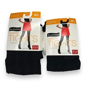 No Nonsense Plaid Tights Fashion Tights Black Womens Size M/L 2 Pair Pack - Picture 1 of 4