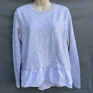 Felpa Vineyard Vines 2K1075 grigia bianca tecnica mista popeline orlo alto taglia S - Foto 1 di 5