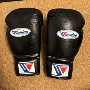 Winning Boxing Gloves 12 oz Professional Type Black String MS-400 Used Japan - Picture 1 of 2