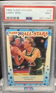 1989  FLEER STICKER  LARRY BIRD    #10    PSA 9 - Picture 1 of 2