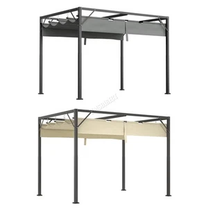 BIRCHTREE Pergola Steel Frame Garden Shade Retractable PE Canopy Outdoor 3x2M - Picture 1 of 29