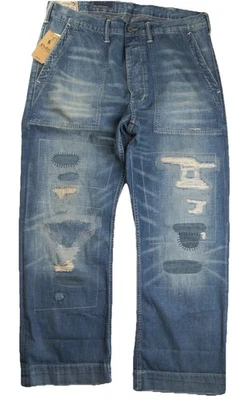 POLO RALPH LAUREN Men's Relaxed Straight Distress Repaired Carpenter Blue Jeans - Image 1 of 4