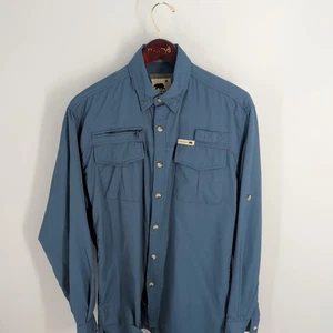 Dakota Grizzly Long Sleeve Fishing Outdoor Button-Up Shirt Smokey Blue Size M - Picture 1 of 10