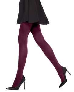NWT HUE Women's Absolute Opaque Luxe Tights Deep Burgundy One Pair sz. 1 - Picture 1 of 2