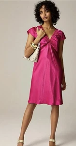 Abito slip manica corta J Crew taglia L raso testurizzato delicato Barbie GNO Holiday - Foto 1 di 11