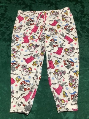 MUJER NUEVO SIN ETIQUETAS Talla 2X CORDÓN LIGERO TERCIOPELO LOONEY TUNE PANTALONES PARA DORMIR NAVIDAD Foto 1 de 4