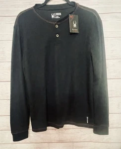 NWT Spyder Long Sleeve Loungewear Shirt Black w/Red Trim Medium - Picture 1 of 3