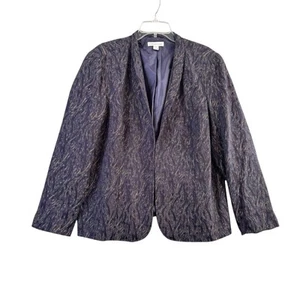 Coldwater Creek Blazer Jacket Womens 1X Blue Black Gold - Picture 1 of 7