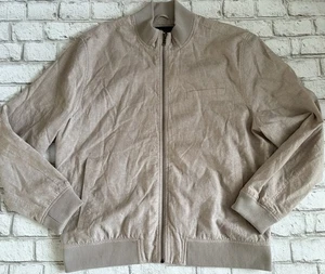 Mens Banana Republic Linen Blend Bomber Jacket Classic Fit Sand Color XL - Picture 1 of 6