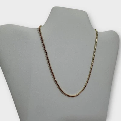 Gorjana Pink Lexi Rose Crystal Necklace 18K Gold Plated Brass 17” Length Jewelry - Image 1 of 4