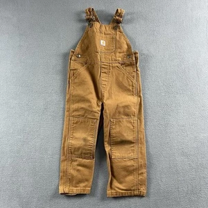 Carhartt Overalls Youth Size 3T Brown Canvas Adjustable Bibs Utility Workwear - Picture 1 of 7
