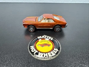 Vintage 1968 Mattel Hot Wheels Redline Orange Custom AMX \& Badge Button - Bild 1 von 19