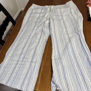Pantalones para mujer 22/24 Lane Bryant de lino azul rayón a rayas pierna ancha - Imagen 1 de 7
