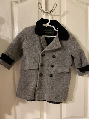 Abrigo de lana de doble botonadura A.Rothschild con cuello y puño de terciopelo negro talla 2T Foto 1 de 3