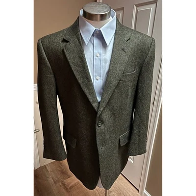 Jaqueta Blazer Masculina JOS A BANK Lã Espinha de Arenque Tamanho 44S Marrom Tweed - Imagem 1 de 4