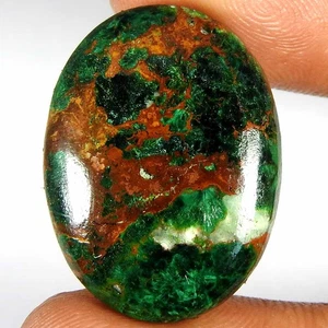 28,80 kt 100 % natürlicher grüner Malachit Chrysokoll oval Cabochon lose Edelstein - Bild 1 von 3
