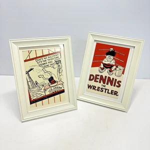 Two Photo Frames Post Card Size 8" Moulded White Cream Glazed Wall / Free Stand - Picture 1 of 9