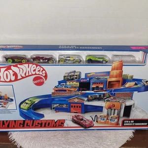 Hot Wheels Flying Customs Sto & Go Course ET Rangement Track Set Falta 1 Coche - Imagen 1 de 5