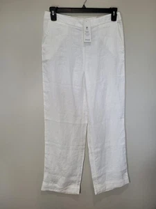 NWT Chicos Size 0.5R/6R White 100% Linen Wide Leg Pant Alabaster Pull-On Pockets - Picture 1 of 10