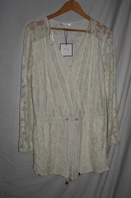 Romeo + Julieta Nuevo con Etiquetas Mono Corto Blanco Encaje Alta Costura Blanco LS Med 108 Foto 1 de 4