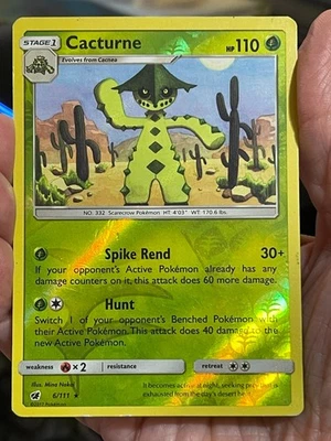 POKEMON CACTURNE 6/111 RARE REVERSE HOLOFOIL CRIMSON INVASION MP CARD - Image 1 of 4